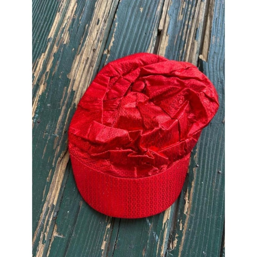 Sparkly Red Sequin Newsboy Cap Hat Women's Costume Accessory